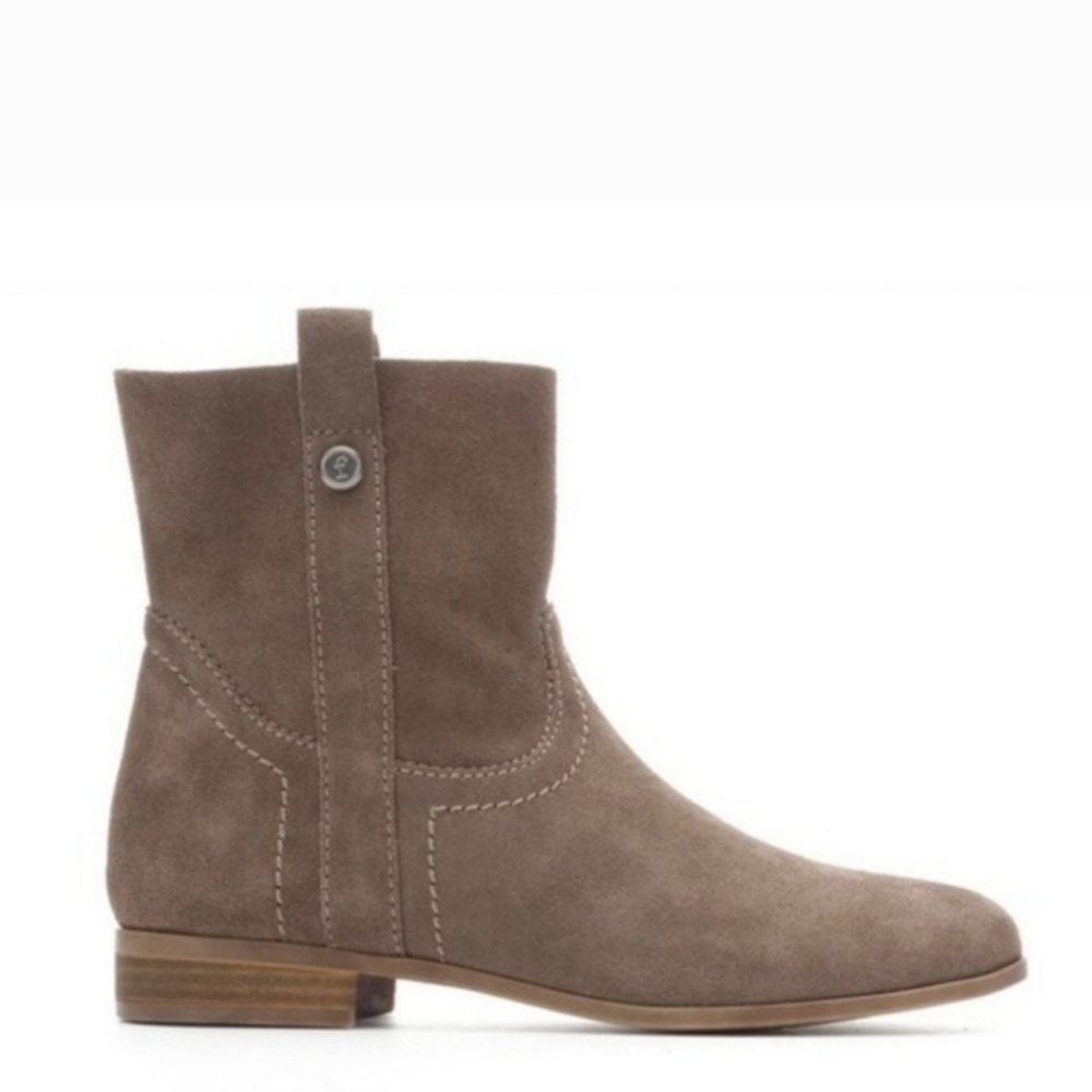 Frye‎ Sarah Shortie Taupe Suede Leather Western Boho Ankle Boots Booties 8M